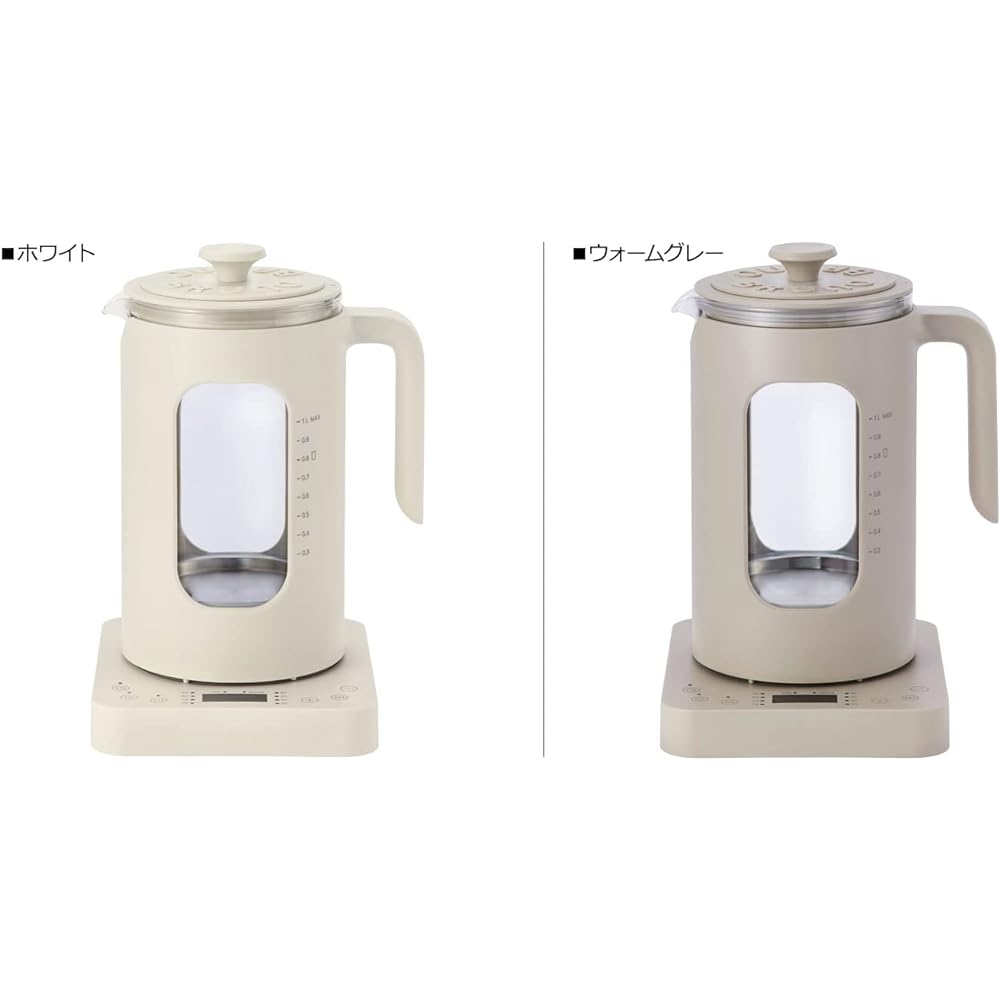 BRUNO Temperature Adjustment Multi Kettle White Multi Electric Kettle With Heat Retention Function Reservation Function Hot Water Cooking Boiled Egg Cooking Tea Strainer Hot Water Cup Egg Holder Cute Stylish BOE103-WH 7760926