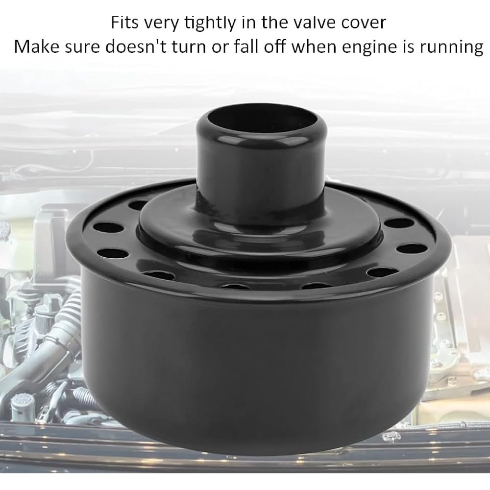 Round Push-in Breather Valve Cover Breather SBC SBF 327 350 302 454 502 Fit 502 Replacement Filter-in Style Highly Polished with Vent Tube ABS Metal (Black)