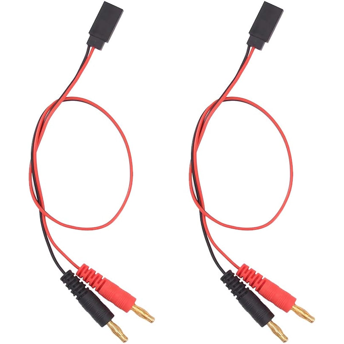 OliYin Futaba Style Receiver Plug to 4mm Banana Connector Battery Charging Lead Adapter 30cm Cable (2 Pack)