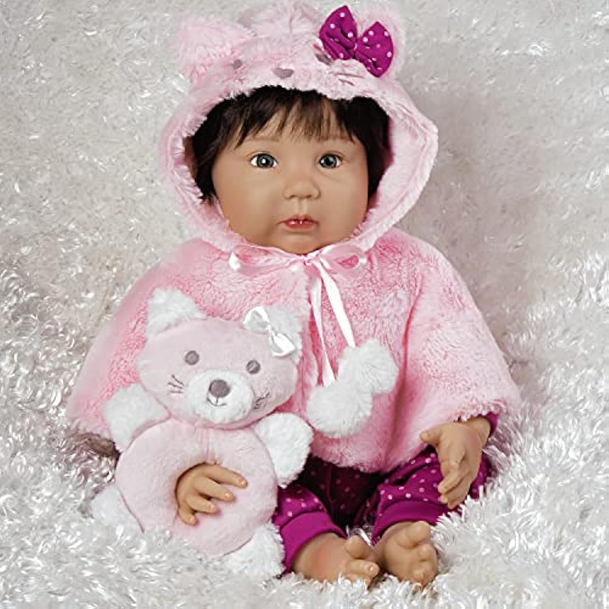 Paradise Galleries Asian Realistic Baby Doll 20 Inch Ethnic Reborn Girl Smitten Kitten Gentle Touch Vinyl & Weighted Cloth Body 4 Piece Gift Set