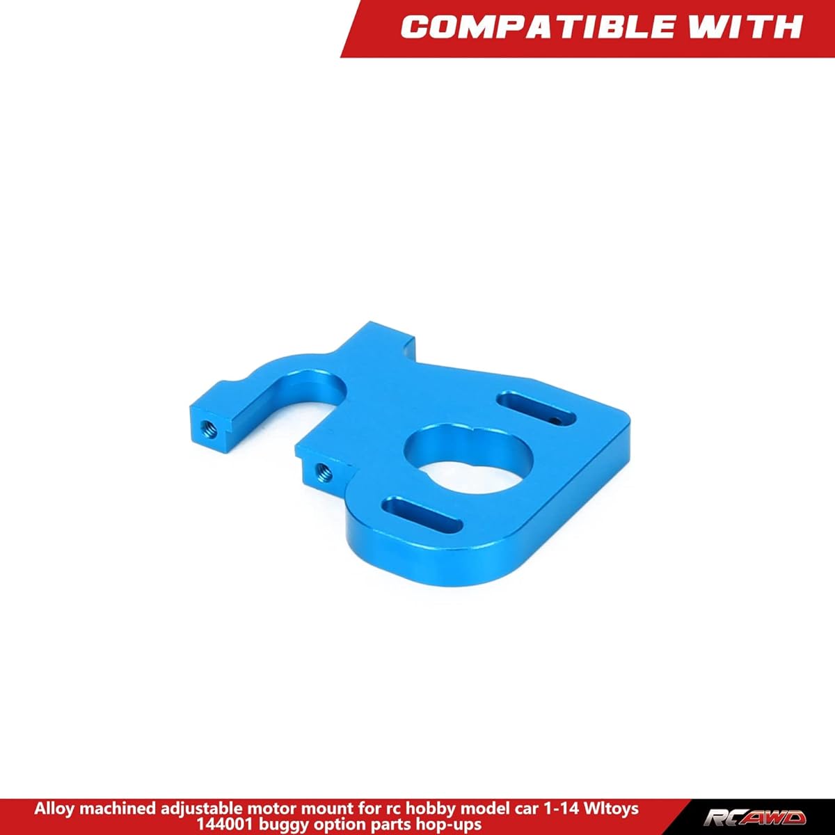 Motor Mount for 1-14 Wltoys 144001 Rc Hobby Model Car Alloy Machined Adjustable Buggy Option Parts Hop-up (Blue)