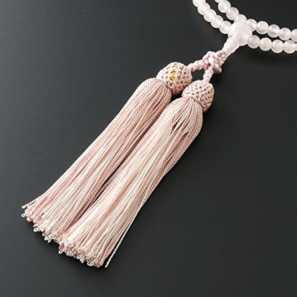 Kyoto Buddhist Altar Hayashi Prayer Beads Rinzai Zen Rose Quartz Two-Color Tassel (For Women) Official Ceremony [Bead Bag Set] SW-106 Kyoto Prayer Beads