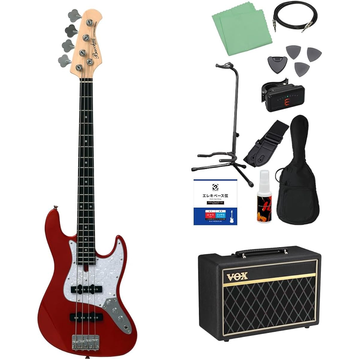 Bacchus WJB-Mini CAR Bass Beginner 12-piece Set [With VOX Amplifier] Jazz Bass Type Mini Size Bacchus