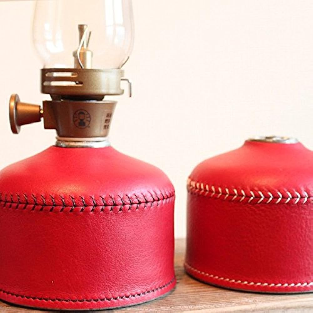 What will be will be & Greenfield Leather OD Can Gas Can Cover (Medium: 230g/250g Size) Leather Color (Red) Stitching (Ivory) Handmade Leather Genuine Leather Outdoor Camping Goods