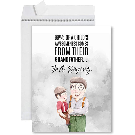 Andaz Press Funny National Grandfather's Day Jumbo Cards, The Greatness That Comes From Grandfather, 8.5 x 11 Inch Blank Greeting Cards with Envelopes, Father's Day Cards, Birthday Cards for Grandpa, 1 Pack