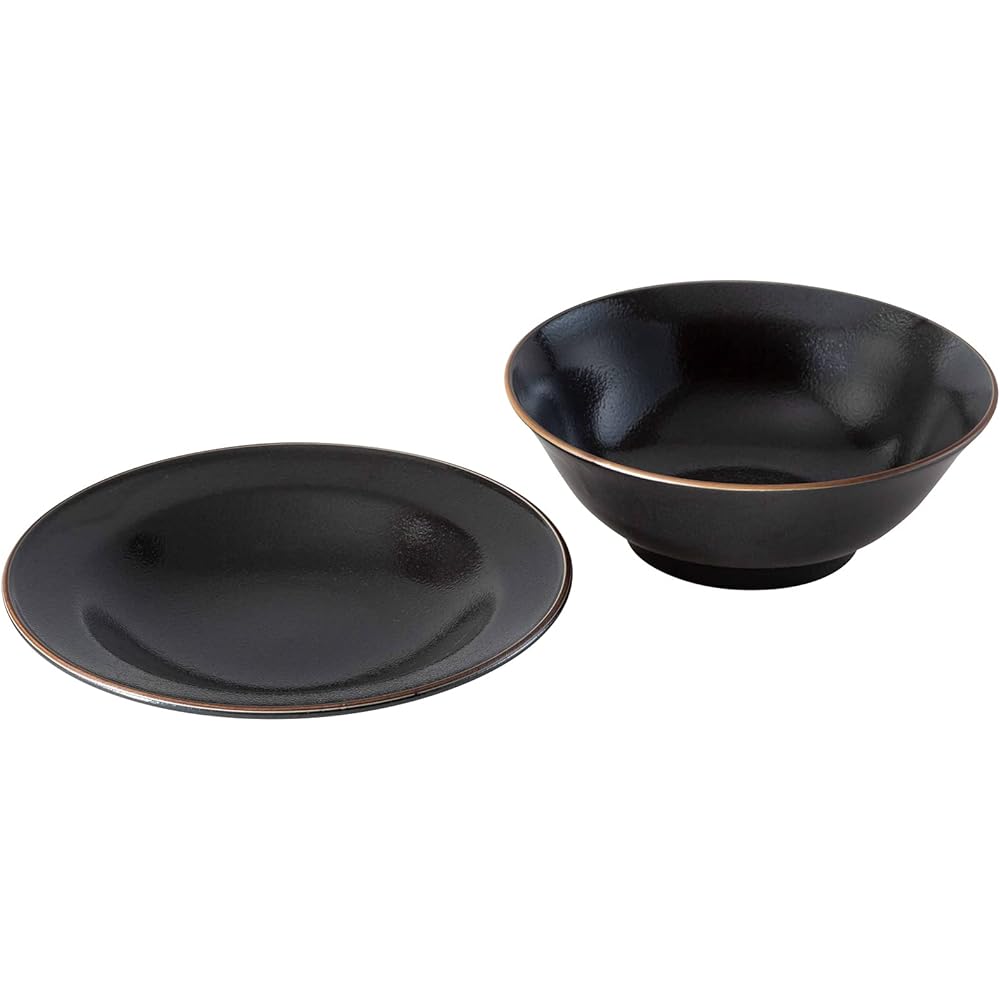 Mino Ware Plate Bowl Pair Set Biscuit White Black Made in Japan 20632