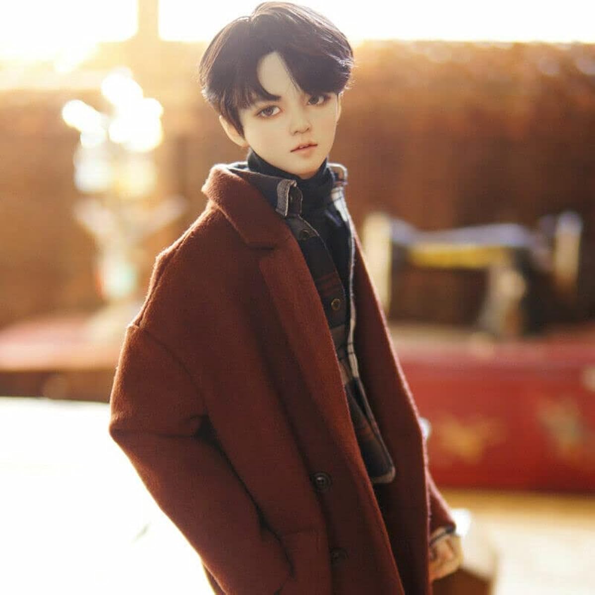 Meeler BJD Doll Full Set 1/3 Ball Jointed Doll Boy 68cm SD Resin Ball Jointed Doll Handmade Cute Romantic Boy Full Set Gift, 1 Doll + Eyes + Face Makeup Head + Clothes + Wig + Shoes