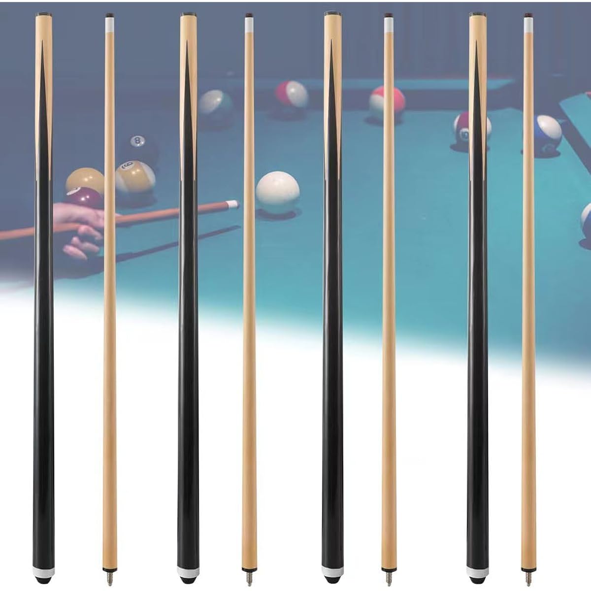 JEPNJPU Pool Cue Stick Hardwood 36"/42"/48"/57" Billiard Cue Stick 2/4 Piece Set for Beginners Billiard Cue Pool Cue Tip 13mm