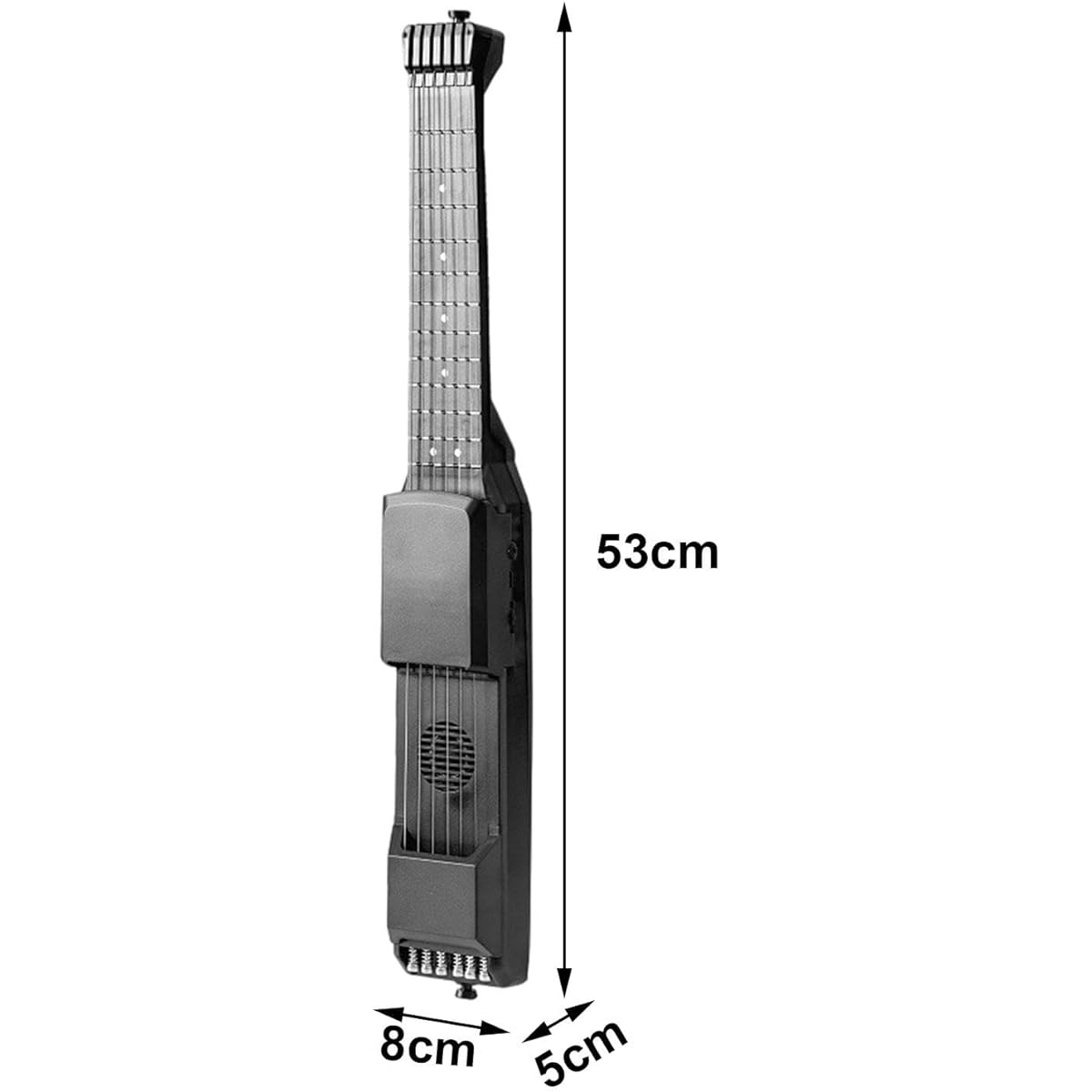 Harilla Kin Pocket Guitar Practice Tool for Adults Portable Mini with Chord Chart 3.5mm Jack Lightweight String Trainer Chord Practice Tool, 7 Frets, Bag Included