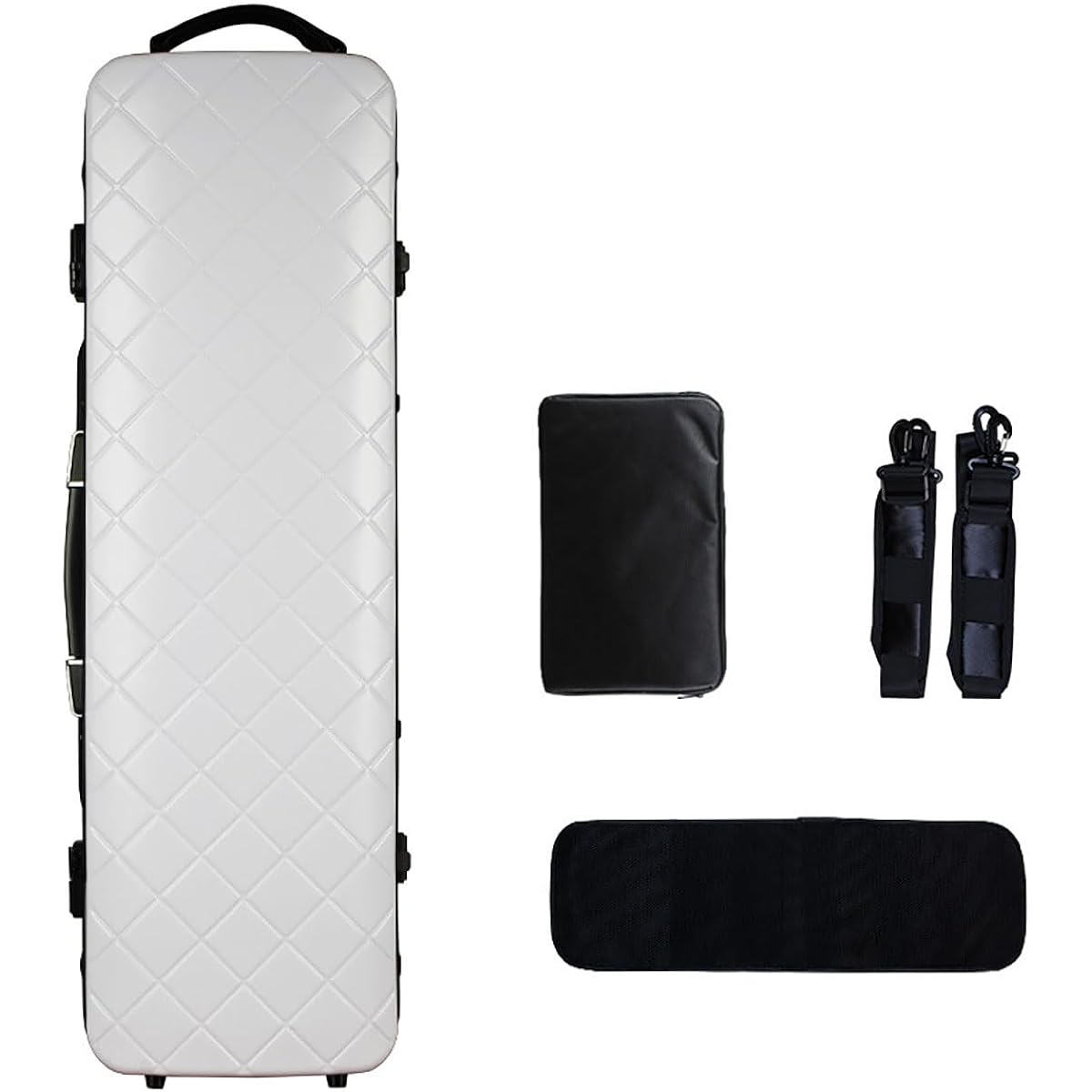 Violin Case Carbon Fiber Hard Shell for Full Size 4/4 Violin Easy to Carry Comes with Carrying Strap, Cover and Music Bag Strong Handle Multicolor,White