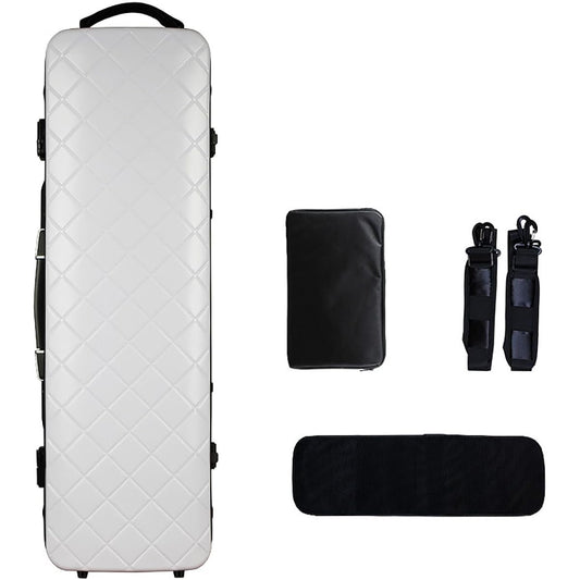 Violin Case Carbon Fiber Hard Shell for Full Size 4/4 Violin Easy to Carry Comes with Carrying Strap, Cover and Music Bag Strong Handle Multicolor,White