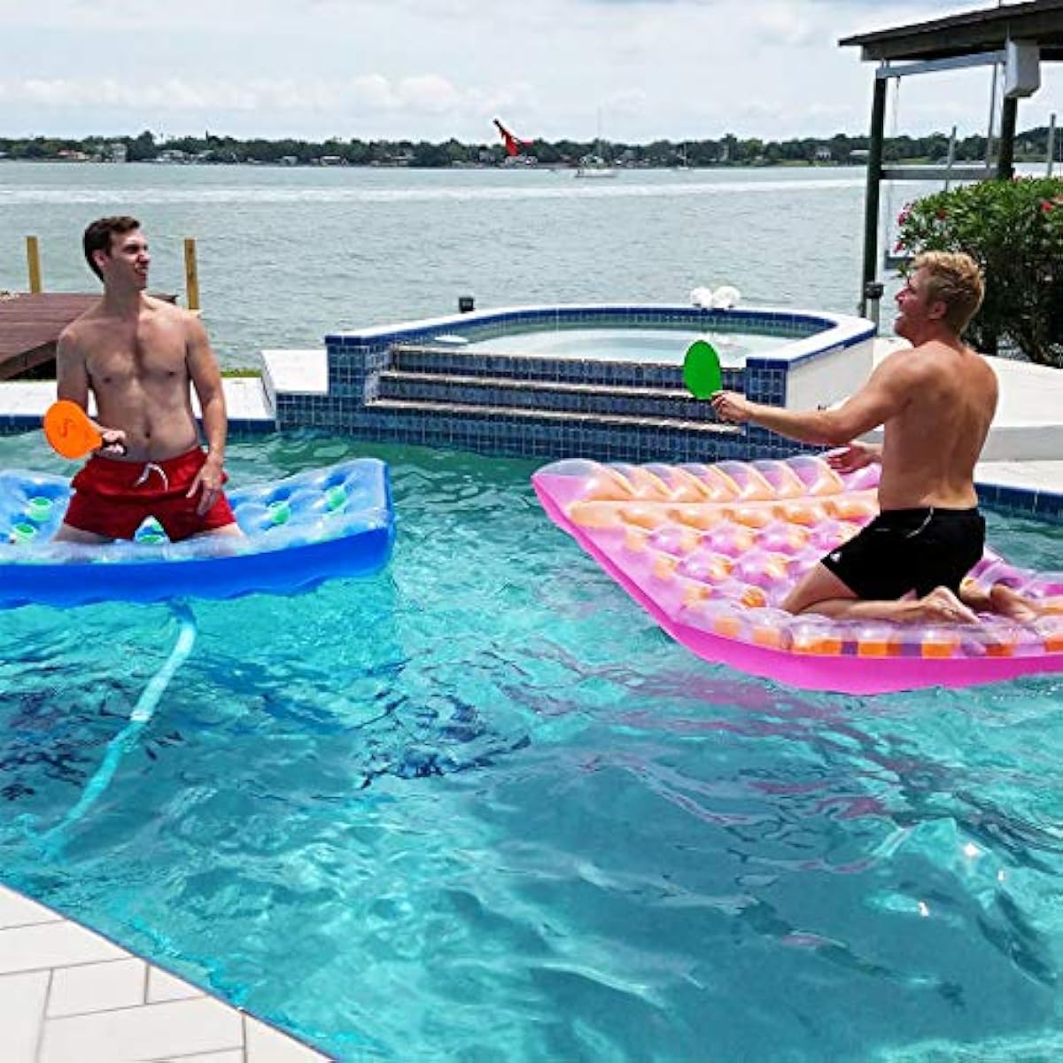 Jazzminton Lite - Indoor & Outdoor Game for Family & Friends - 2 Paddles, 2 Birdies, 1 Ball - All Season Paddle Game for Kids & Adults - For Active Fun Outside