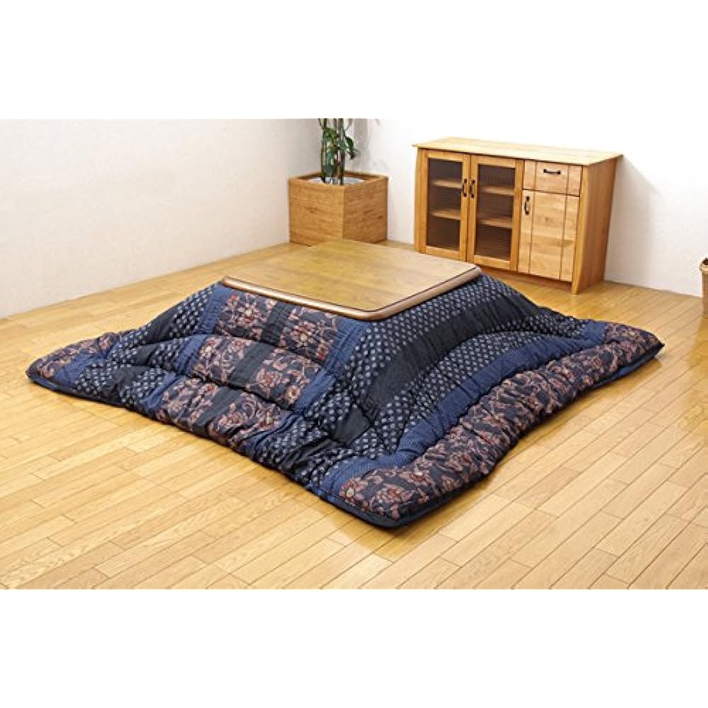 Ikehiko Kotatsu Futon Rectangular Manyo Approx. 205 x 285 cm Blue Made in Japan Large Thick Japanese Modern #5934559