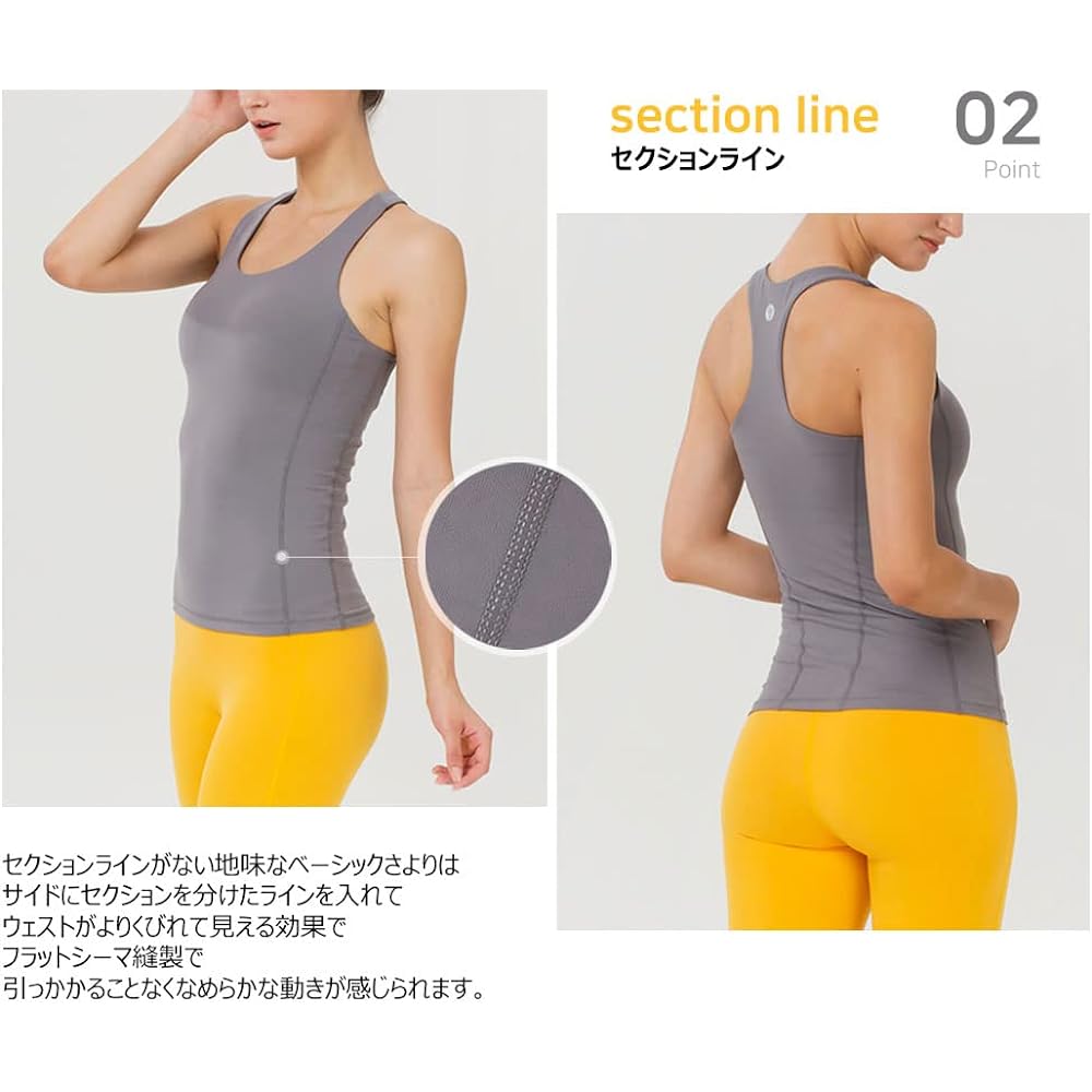 [reinamora] Women's Tank Top with Pad, Support, Stretchy, Moisture Absorbent, Quick Drying, Functional, Yoga, Pilates, Gym, Training