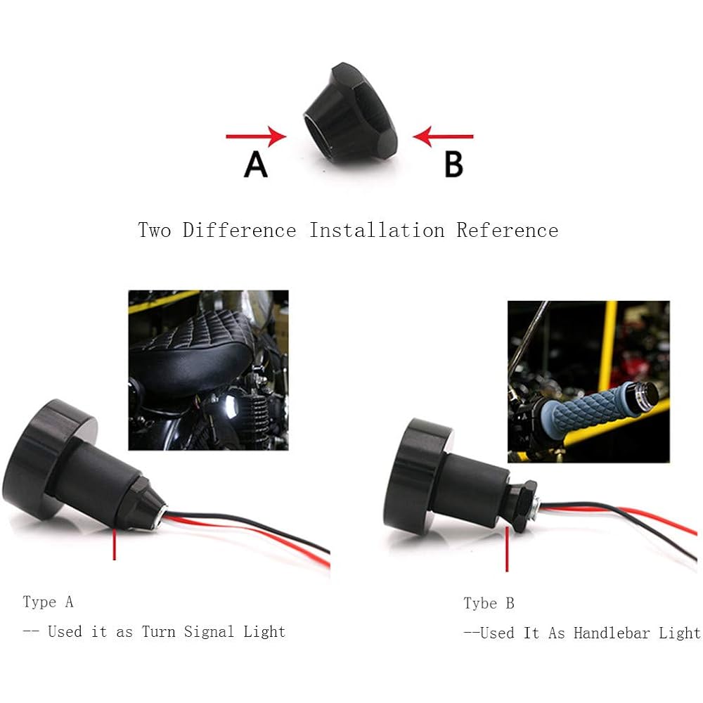 Motorcycle Handlebar End Light 12 LED Turn Signal Lamp Scooter Turn Signal Flasher Resistor Front Rear Light Assembly for Chopper Cruiser Classic Vintage Motorcycle