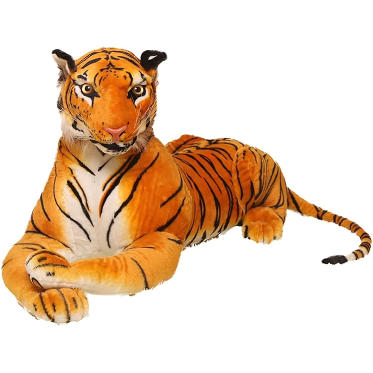 Tiger Body Pillow Figurine Stuffed Animal Realistic Large Sewn Toy Figurine Fluffy For Kids Animal Healing Birthday 110cm Children's Day Goods Sleeping Together Kids Soft Christmas Brown Sleeping Gift