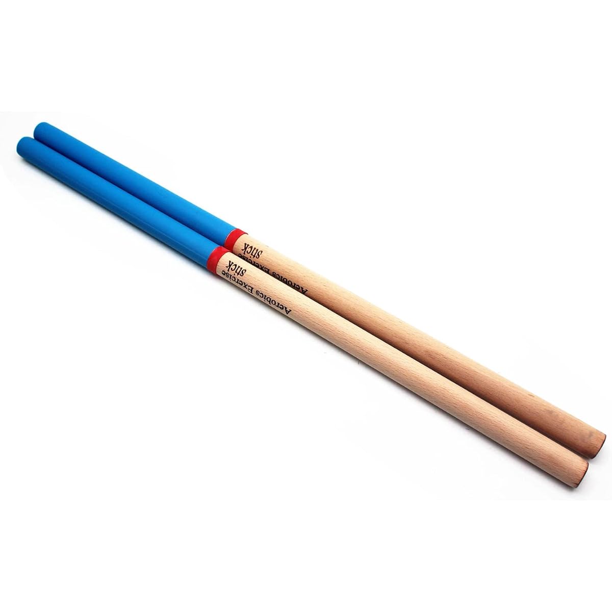 TUOREN 2Pcs Wooden Cardio Drumsticks with Non-Slip Rubber Handle Perfect for Drum Fitness Aerobics Class Exercise (Blue)
