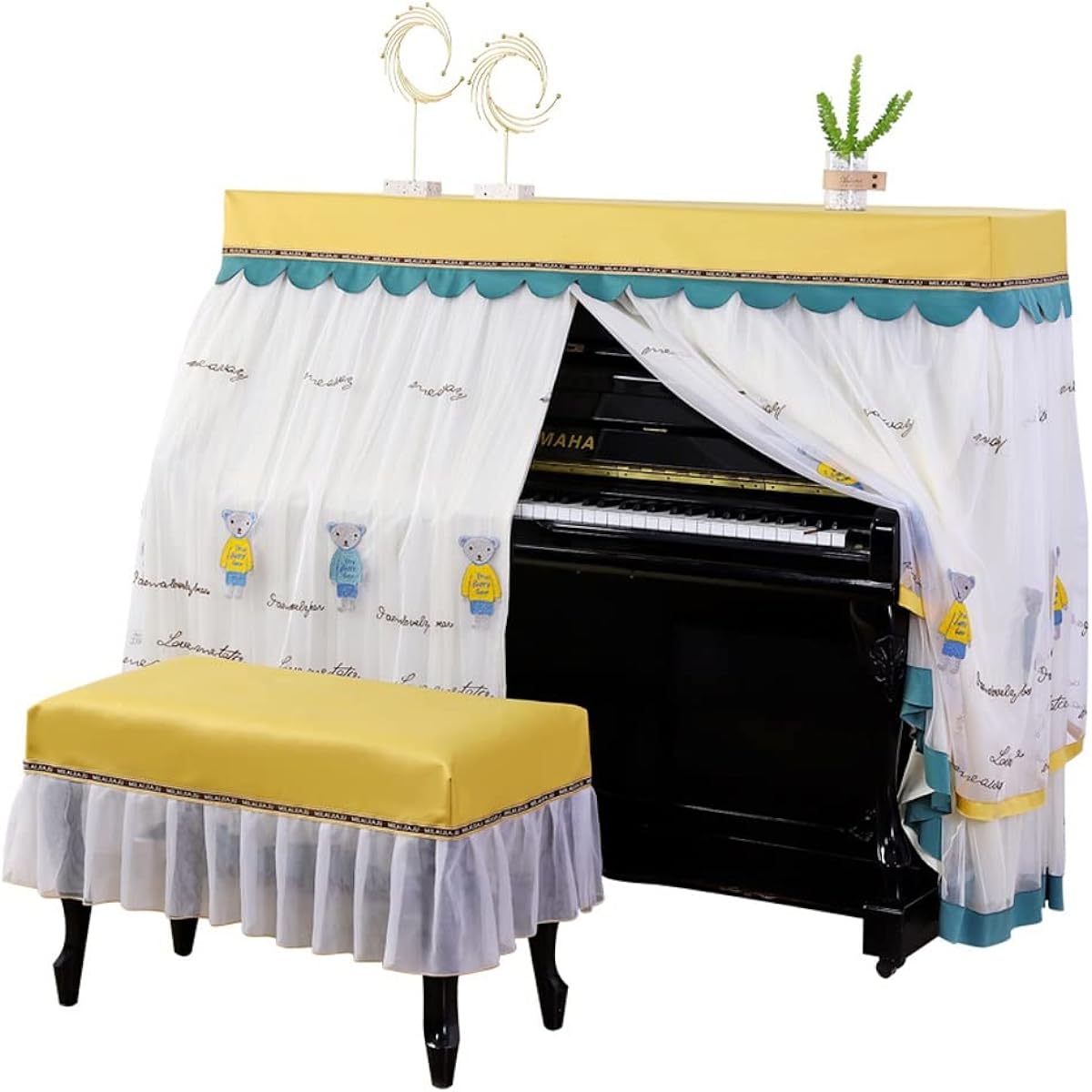 Cartoon Full Piano Cover, Upright Full Piano Dust Cover, Fashionable Piano Dust Protection Cover Decoration Musical Instrument Accessories (Size : Stool Cover 78*38cm)