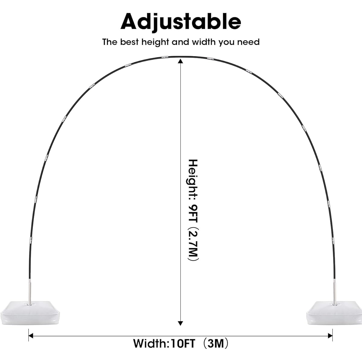 Chamvis Balloon Arch Kit 9ft Tall 10ft Wide Adjustable Balloon Arch Stand: Balloon Arch Frame with Base for Wedding Baby Shower Birthday Party Supplies Decorations (Arch)