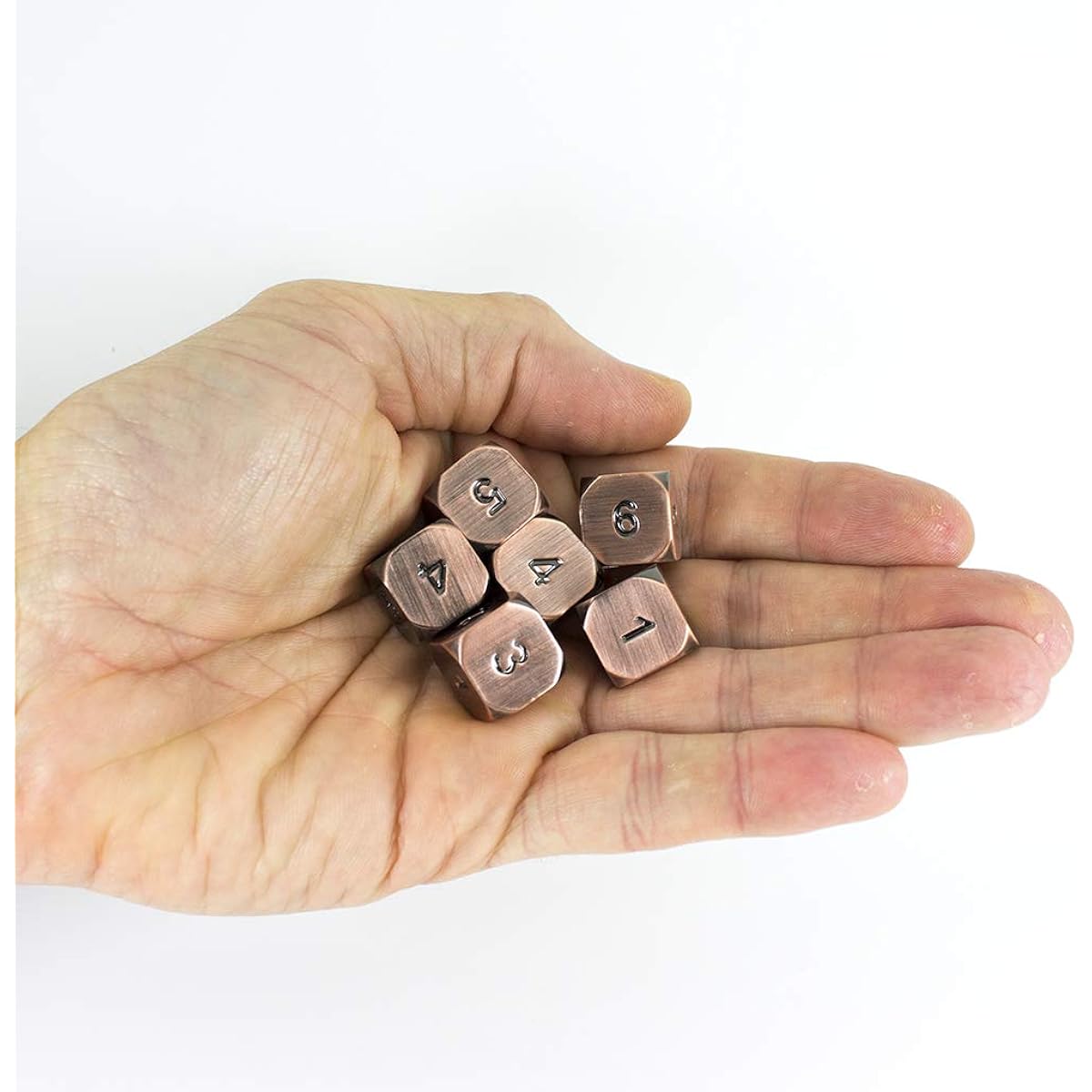 Bronze Metal D6 Dice Set of 6 Antique Finish