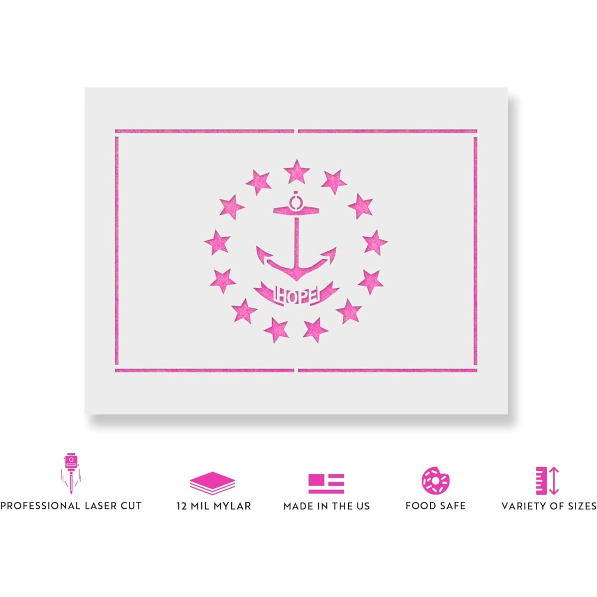 Rhode Island State Flag Stencil Template for Walls and Crafts - Reusable Stencils for Painting - Small & Large Sizes