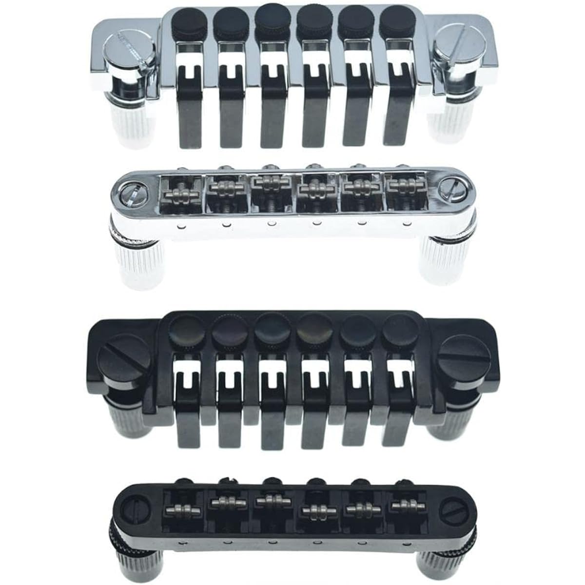 KAISH Chrome Guitar Roller Saddle Bridge Tune-O-Matic Bridge TP-6 Style LP Stop Bar/Bridge Tailpiece for Epiphone Les Paul LP/SG/Dot/ES Guitars with M8 Thread Posts