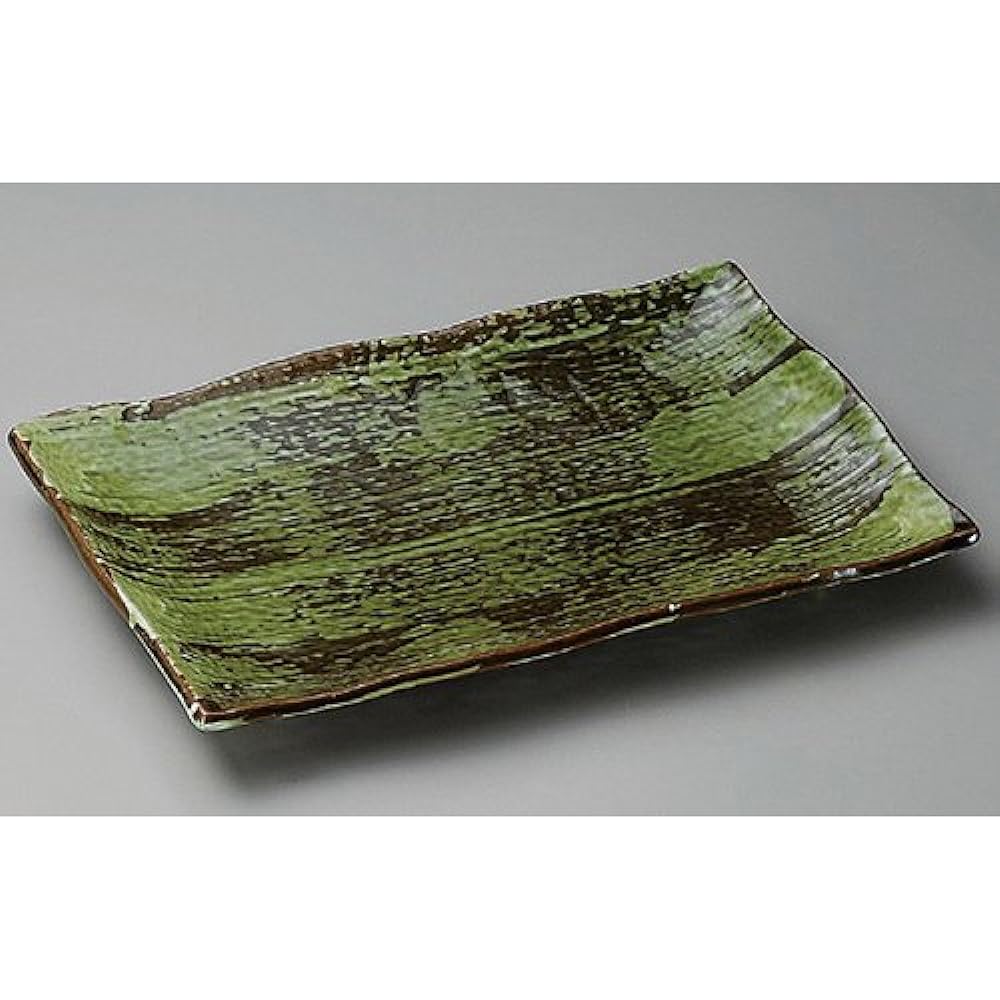 Set of 5 Banko Ware Large Plate Oribe No. 11.0 Long Square Plate [345 x 235 x 40mm] Japanese Tableware for Inns, Restaurants, Restaurants, Commercial Use