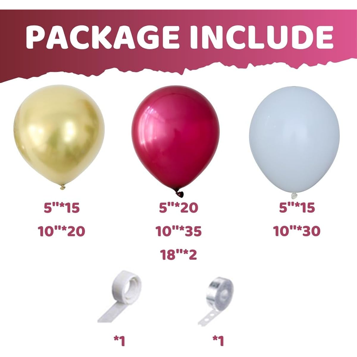 Burgundy Balloon Arch Garland Kit 137 Pieces Burgundy Maroon White Metallic Gold Balloons for Bachelorette Engagement Anniversary Wedding Valentine's Day Graduation Birthday Party Bridal Shower Decoration