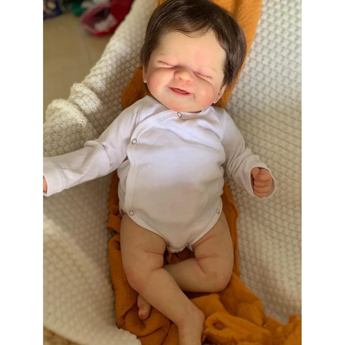 Lonian Newborn Baby Doll 19 inch 49 cm Cute Realistic Newborn Baby Doll Handmade with Soft Body Realistic Newborn Baby Doll 3D Skin and Veins Collectible Art Doll