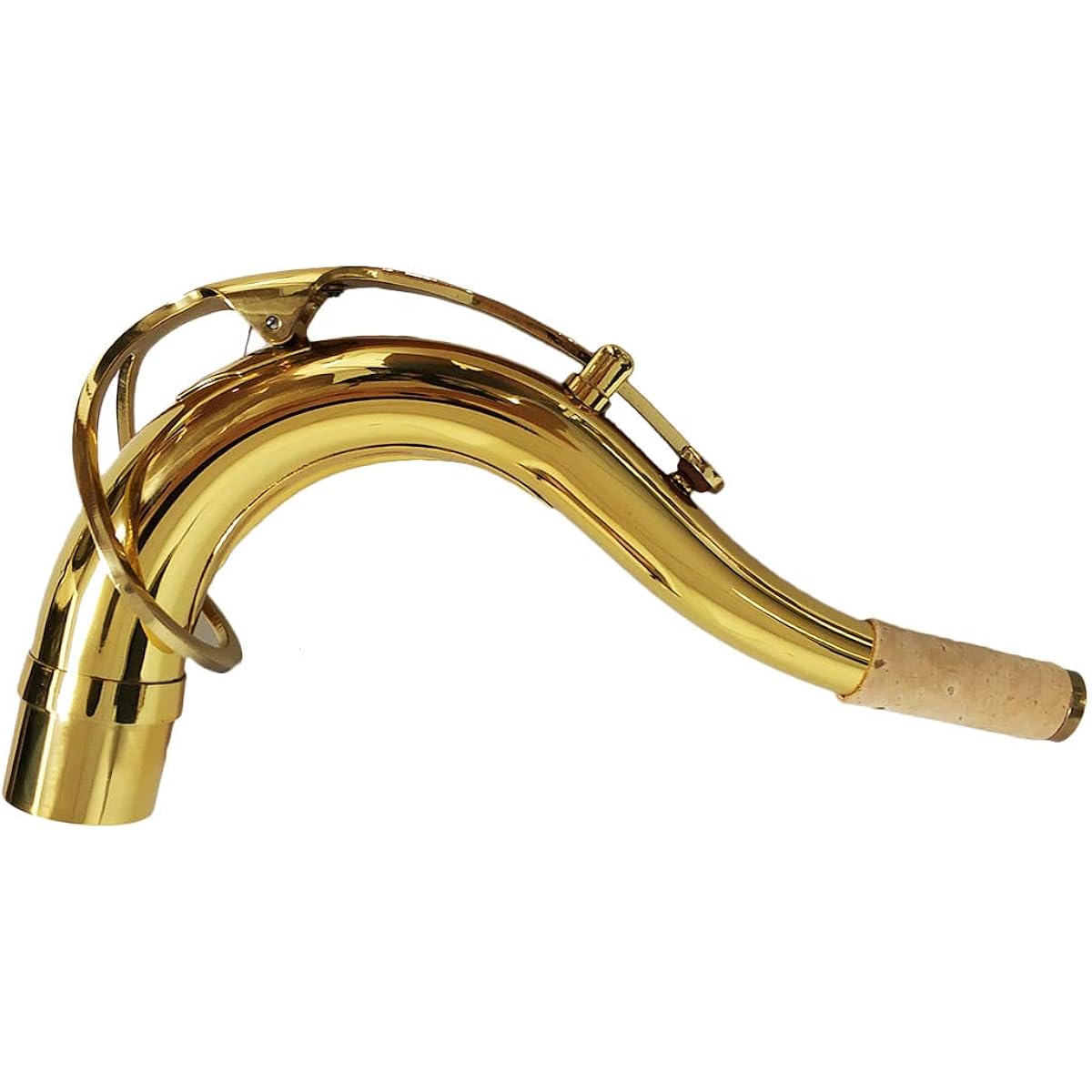 TUOREN Brass Saxophone Bend Neck Instrument Assembly for Tenor Saxophone, Port Diameter 27.5mm, Gold