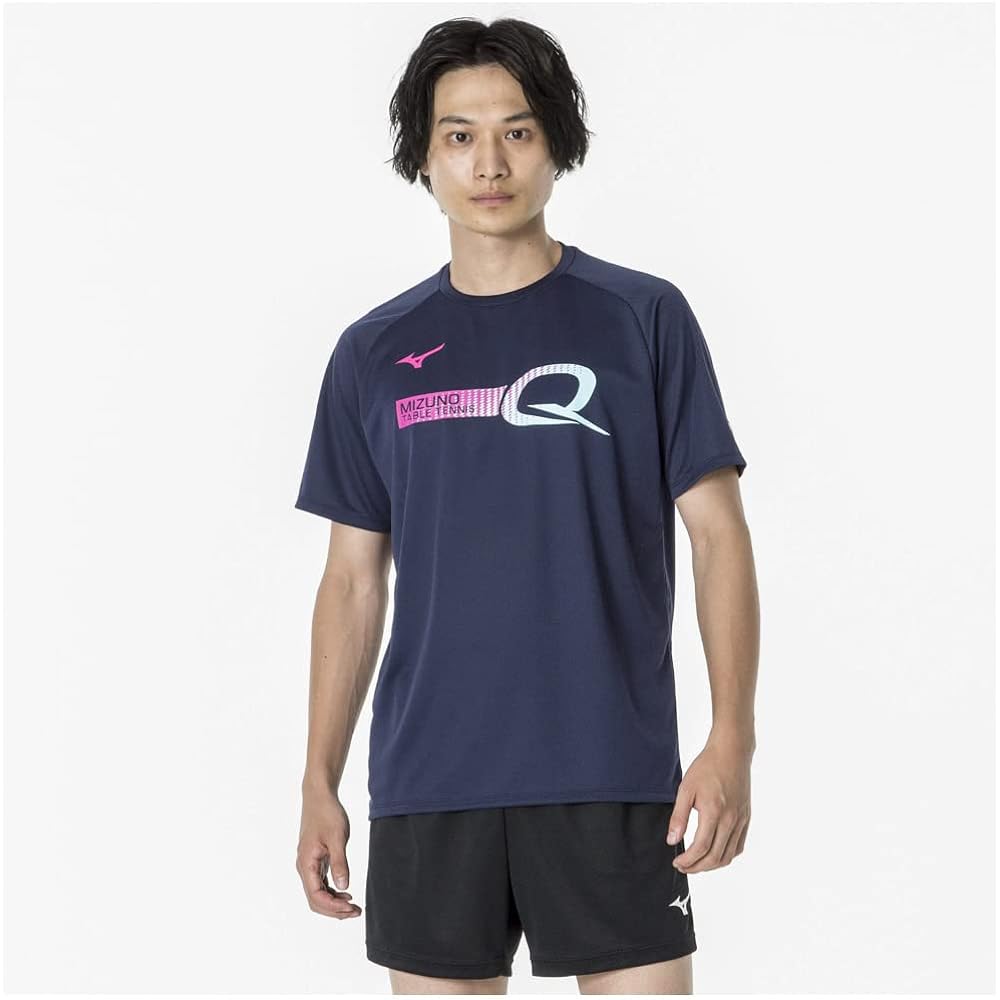 Mizuno 82JAA110 Table Tennis Wear, Game Shirt, Short Sleeve, U-Neck, Unisex, Sweat Absorbent, Quick Drying, JTTA Officially Approved