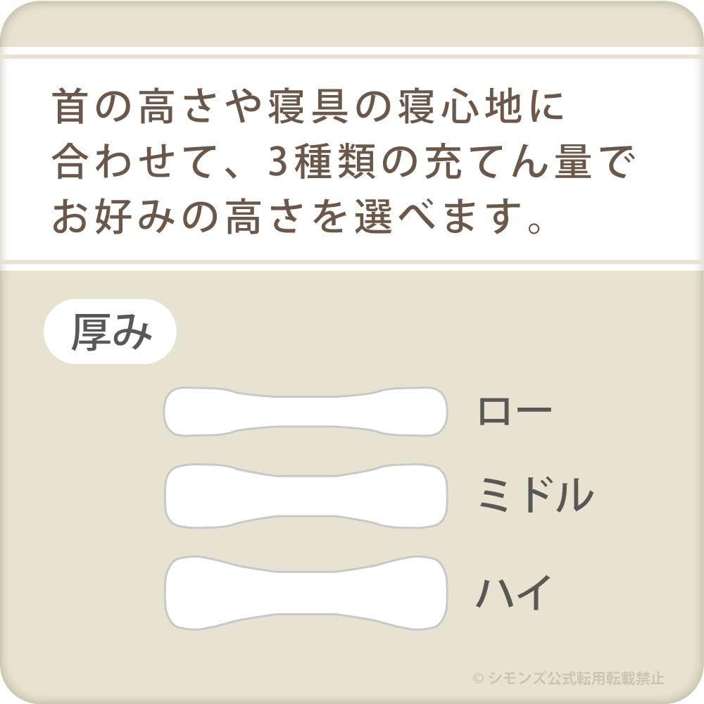 Simmons Genuine Pillow, Deep Sleep Pillow, Curve 5cm, Medium Height, 70cm x 50cm, Washable, Made in Japan, Fits the Shape of Your Shoulders, LD1052