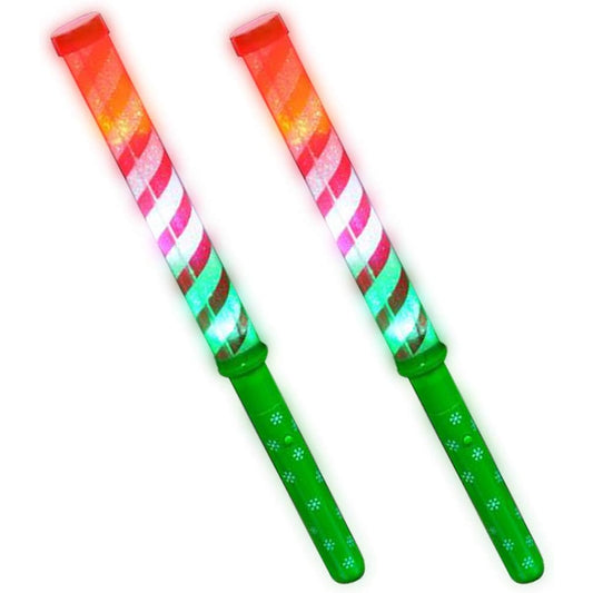 ArtCreativity Light Up Candy Cane Striped Wands - Set of 2 - 12.25" Flashing LED Wands for Kids - Batteries Included - Thrilling Light Show - Fun Gifts and Holiday Stocking Stuffers for Boys and Girls