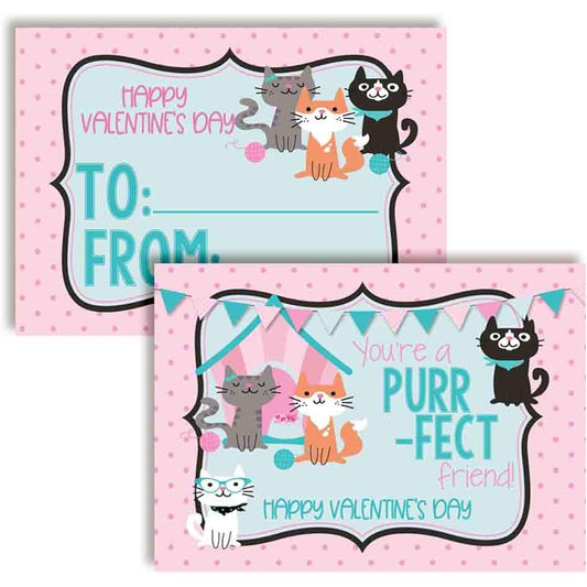 AmandaCreation You're A Perfect Friend Cute Kitten Themed Valentine's Day Card Gift for Friends and Classmates 3.5" x 5" 30 Fill In Cards No Envelopes