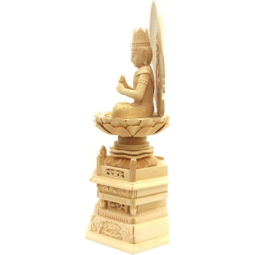 Kurita Buddha Statue Brand [Tathagata] (Vajra World) Dainichi Nyorai Seated Statue 3.0 Dimensions (Total Height 31.5cm, Width 15cm, Depth 11.5cm) High Quality Wood Carving Made of Cypress Wooden Sunlight Back Hexagon Stand 5610