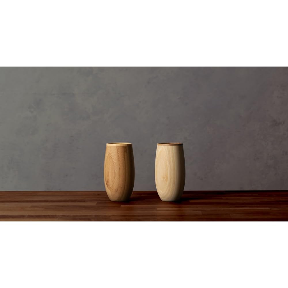 RIVERET Cocoon Tumbler 330ml Pair Set Bamboo Dishwasher Safe White/Brown RV-120WB