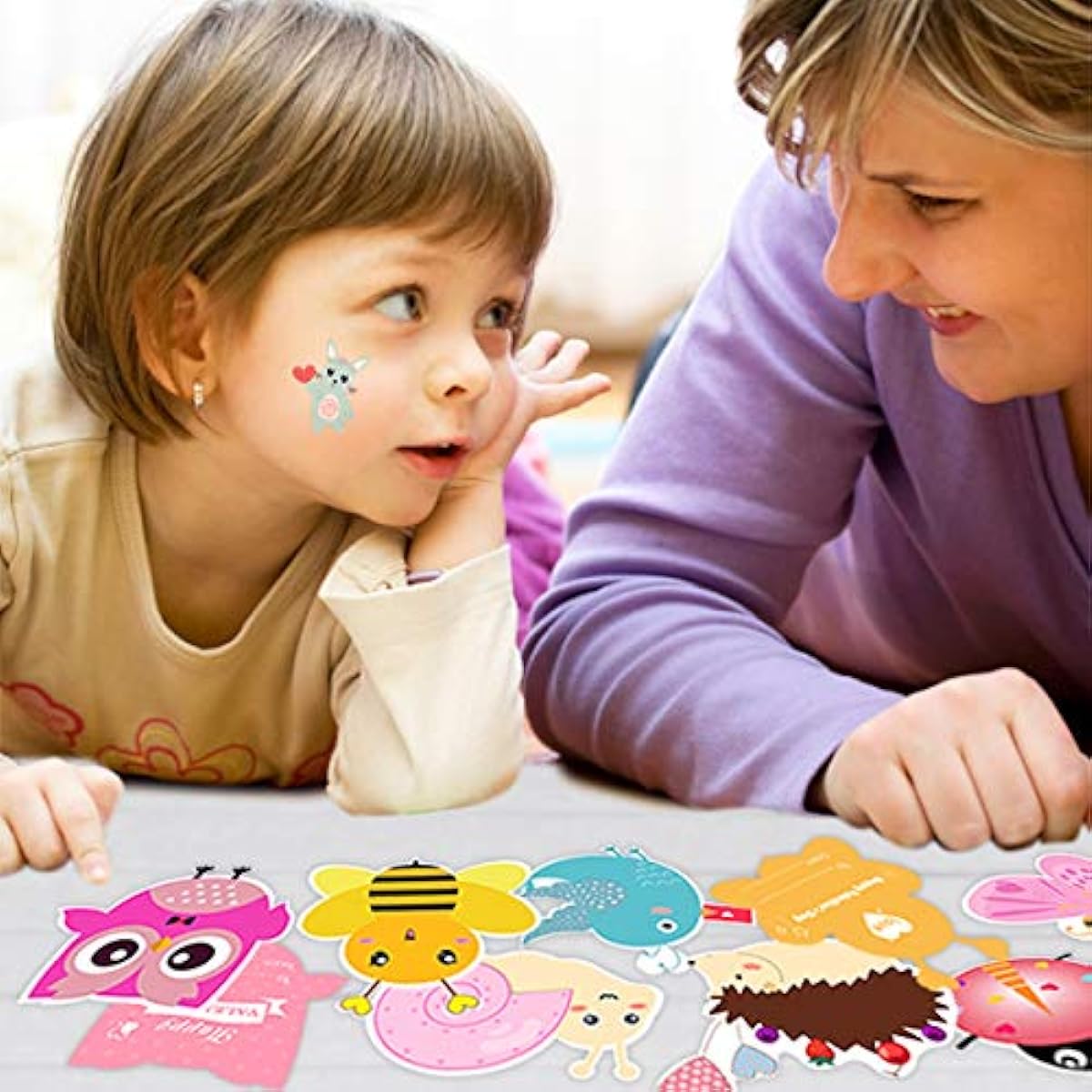 Valentine's Day Cards for Kids 32 Pack Animal Bookmarks + Temporary Tattoos + Envelopes Valentine's Day Greeting Cards Kids Valentine's Day Exchange Gift Cards for Classroom/School/Party Favors