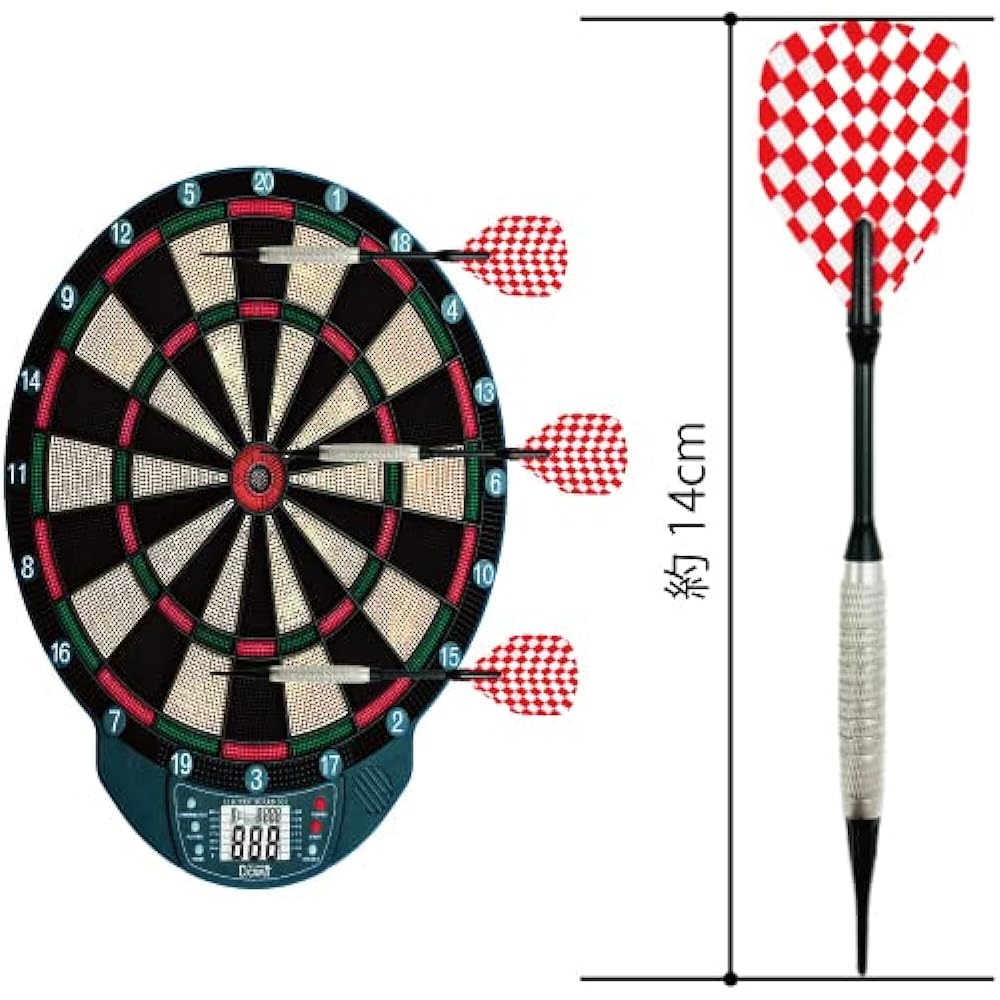 [D.CRAFT] Home dart board 501 with 86 spare chips for beginners and intermediate players Automatic scoring Audio function Games/competitions/practice Multiplayer games