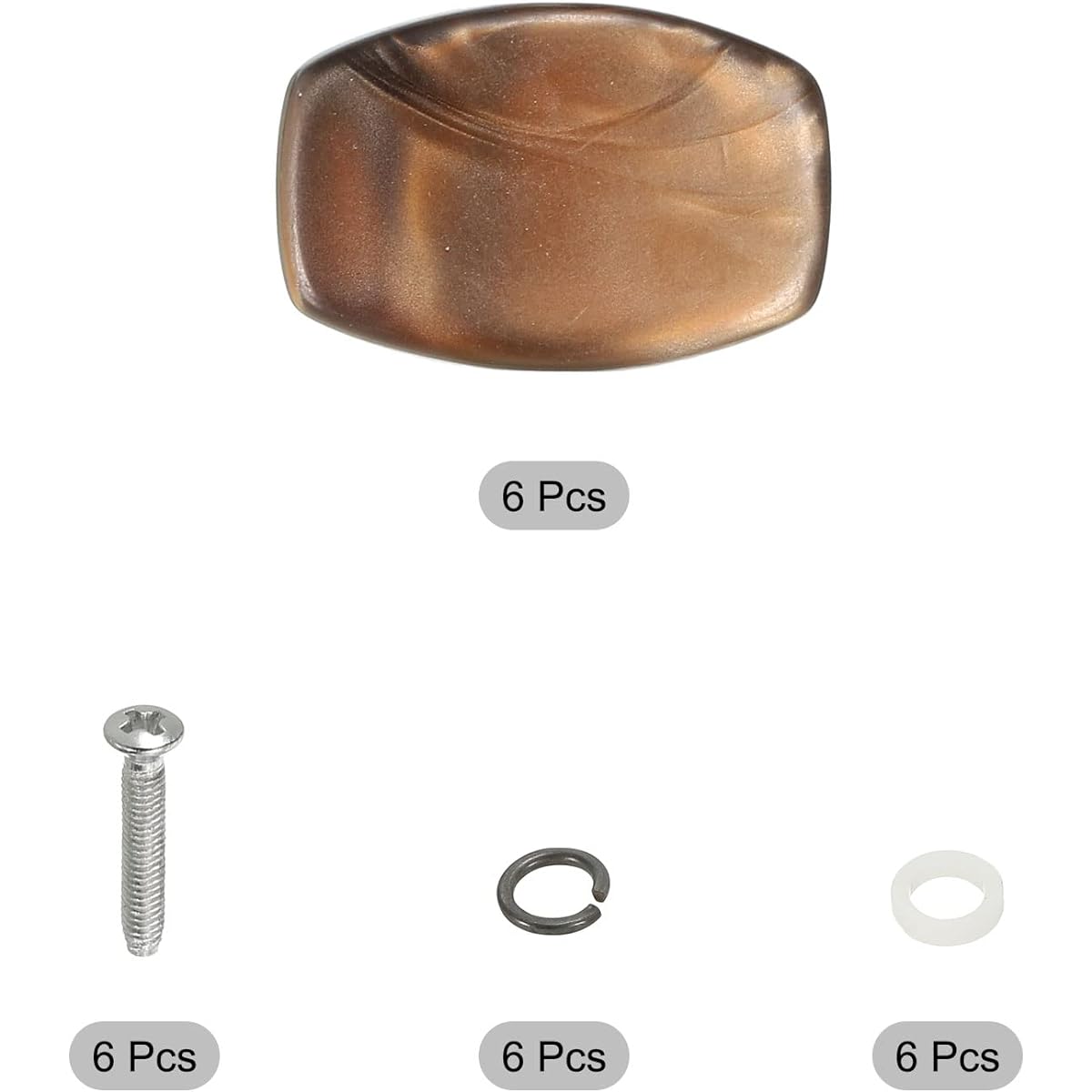 PATIKIL Guitar Tuning Peg Button Machine Head Oval Acrylic Button Brown for Electric/Folk/Acoustic Guitar with 6 Screws and 12 Ferrules