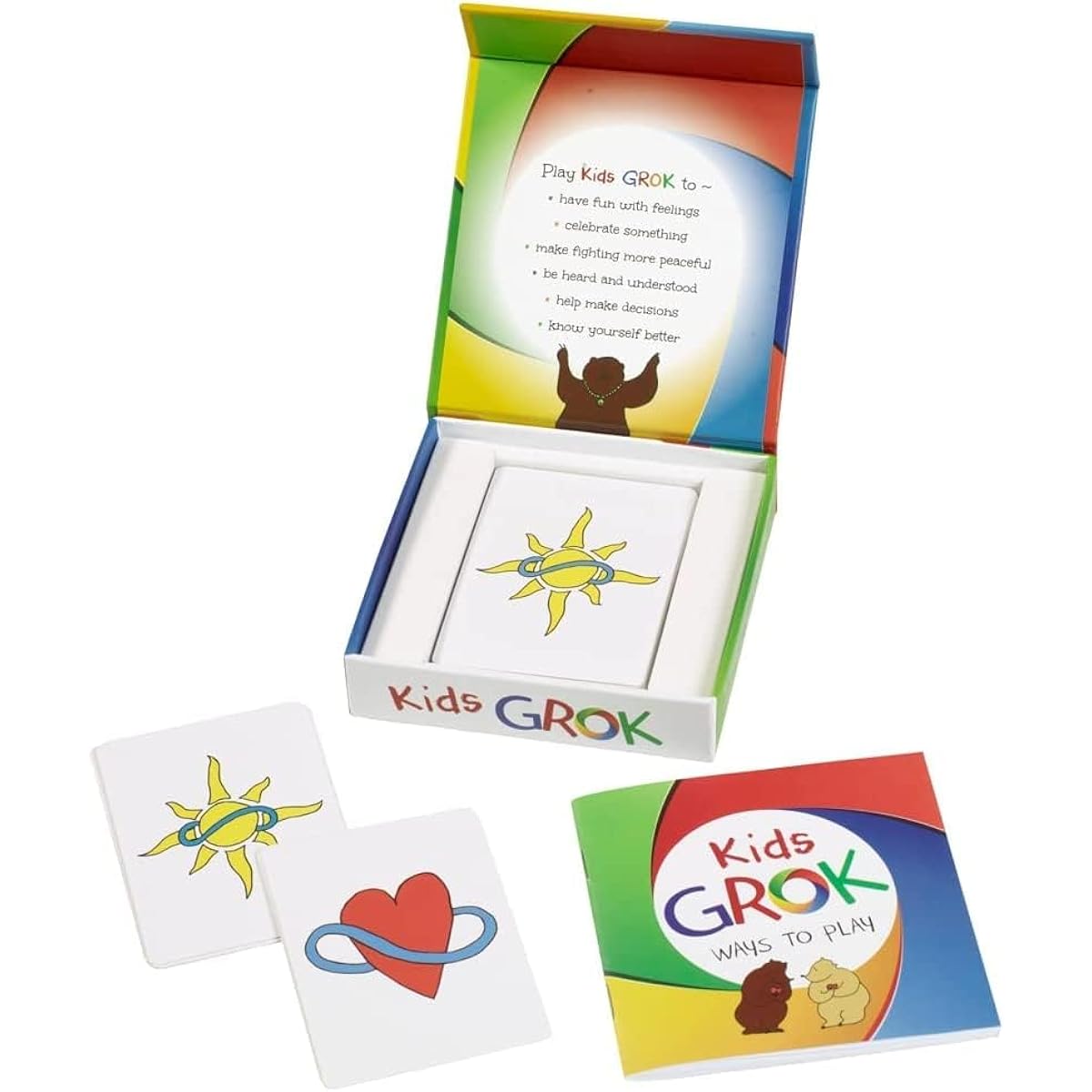 GROK Kids Conversation Cards for Ages 3-10 | Kids Play, Learn, Build Confidence, and Express Emotions | Learning Aid for Parents and Professionals | 22 Games and Booklet Included