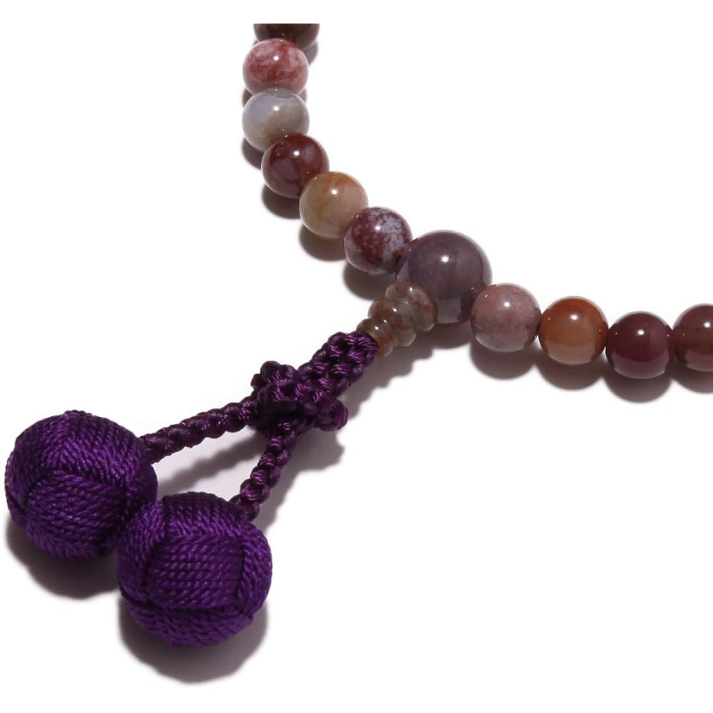 Prayer beads made in Japan <Made in Japan Prayer beads for women> High quality natural stone Pink Indian agate Pure silk tassel Comes with a prayer bead bag Handmade Prayer beads Can be used by all sects Domestic recitation [Long-established prayer beads