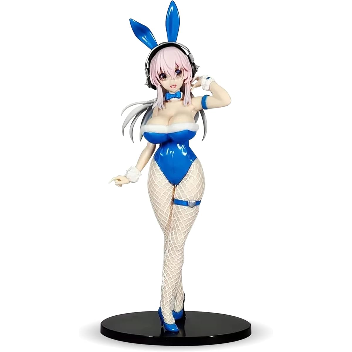 "Party Bunny" Cute Girl with Bunny Ears and Big Eyes Anime Figure (11.8"/30cm Tall) | Long Skinny Legs Girl Statue Long Pink Hair | Decoration for Teens & Adults
