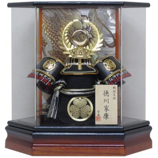 No. 12 Tokugawa Helmet Case Decoration YN61117GKC May Doll Case May Doll Helmet Decoration Armor Decoration Hexagonal Acrylic Case Tokugawa Ieyasu
