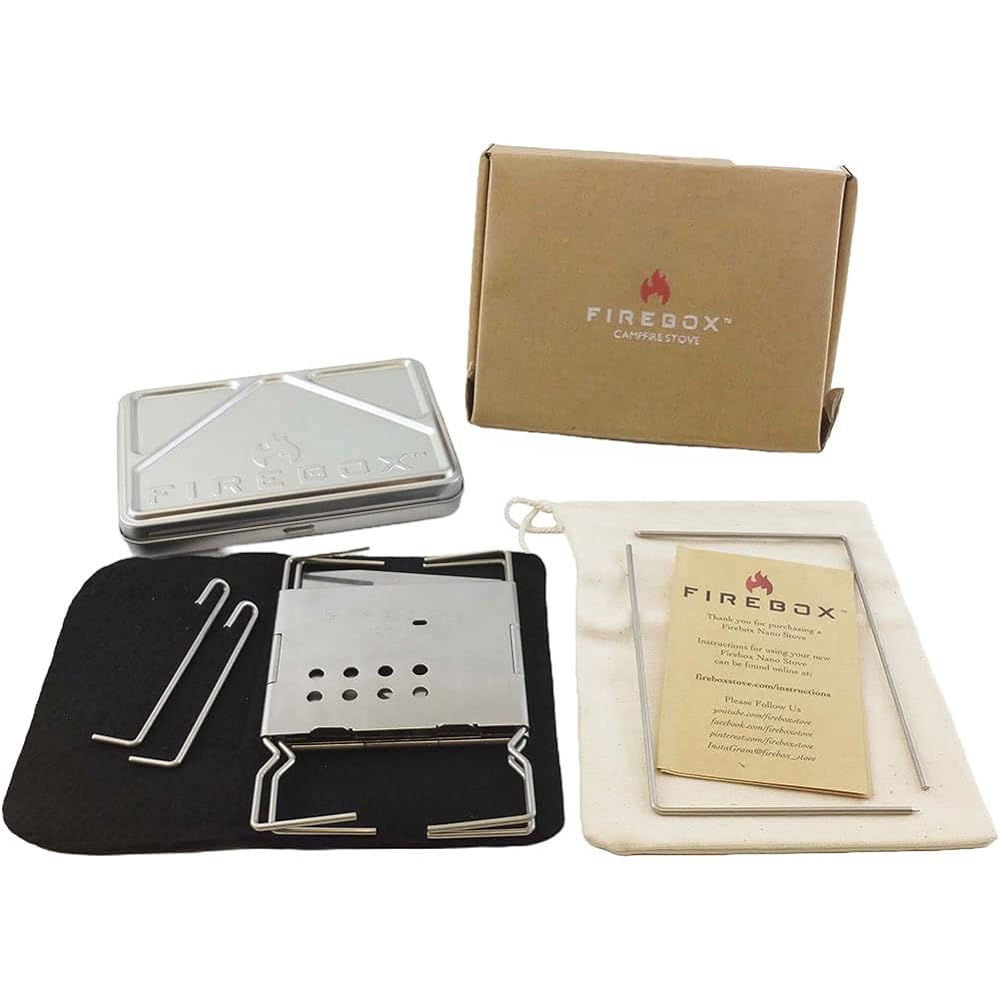 FIREBOX GEN2 Stainless Steel [Nano Stove + X-Case Set] (Nano Stove, X-Case, Carbon Felt) Wood Stove [Genuine Japanese Product]