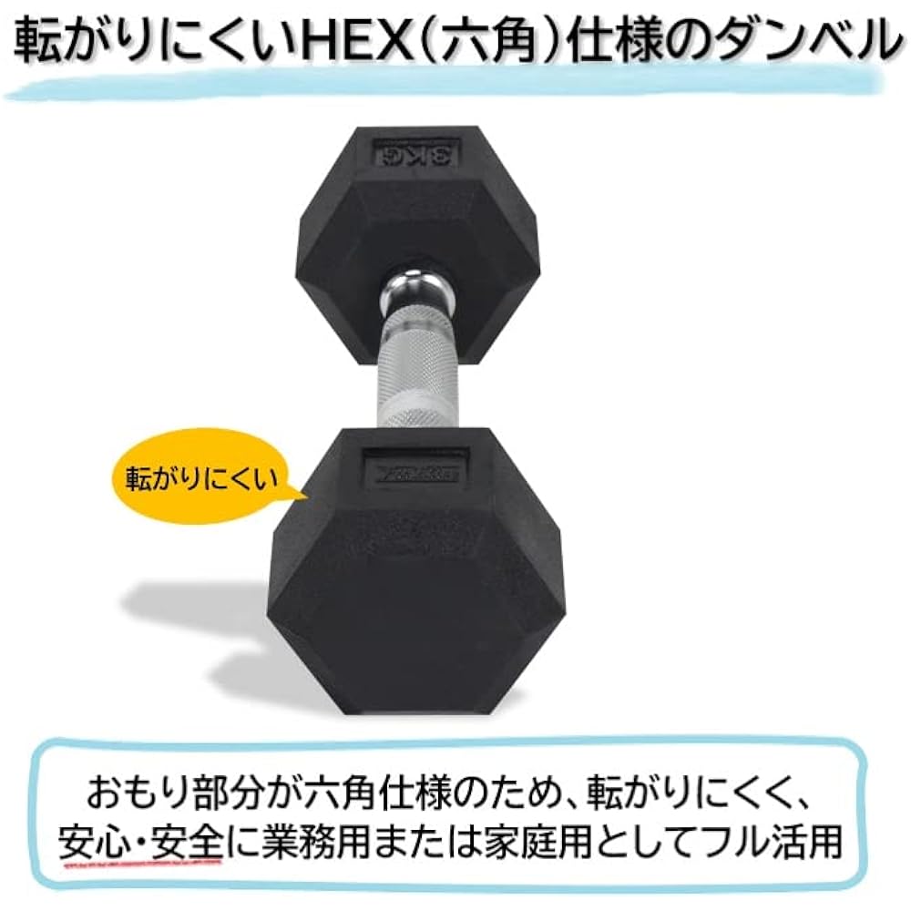 FitElite HEX Dumbbell (Hex Dumbbell) 3kg 5kg 7.5kg 10kg 12.5kg 15kg 17.5kg 20kg 22.5kg 25kg 27.5kg 30kg 35kg [Soft material, ideal for indoor use]