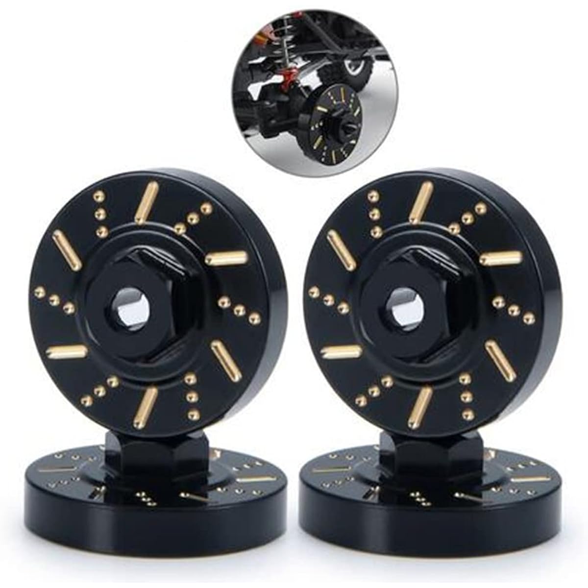 RC-Hub 4 Pieces Black Wheel Weight Hex Adapter Brass Wheel Hub for 1/24 Axis SCX24 AXI90081 AXI00001 AXI0002 AXI0005 AXI0006 RC Crawler Car