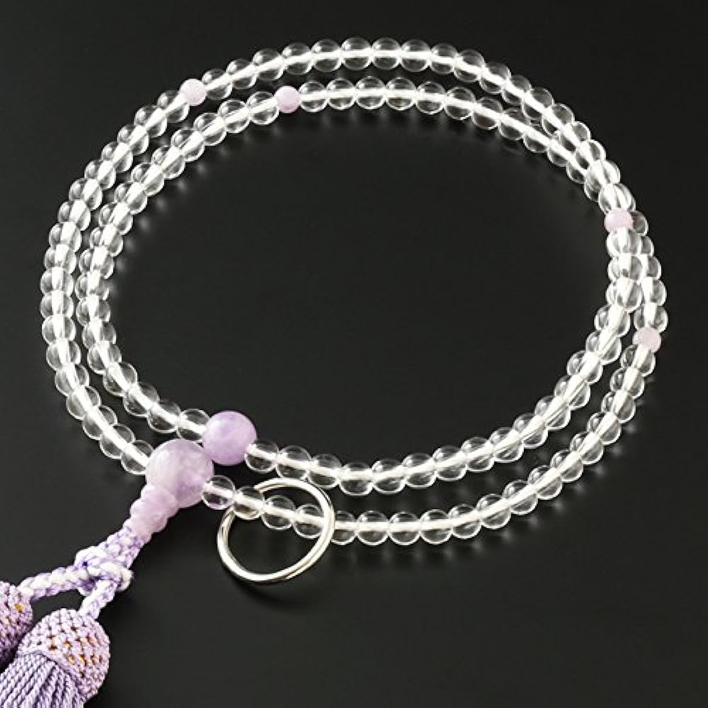 Kyoto Buddhist Altar Hayashi Prayer Beads Soto Zen Genuine Crystal with Fujigumo Stone (For Women) Official Ceremony [Bead Bag Set] SW-100 Kyoto Prayer Beads