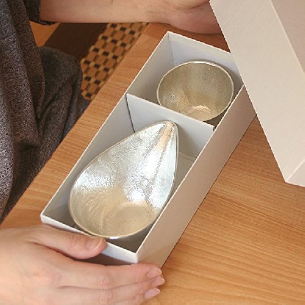 Guinomi choko Nousaku 100% genuine tin Sake cup set Guinomi tin Katakuchi small tin