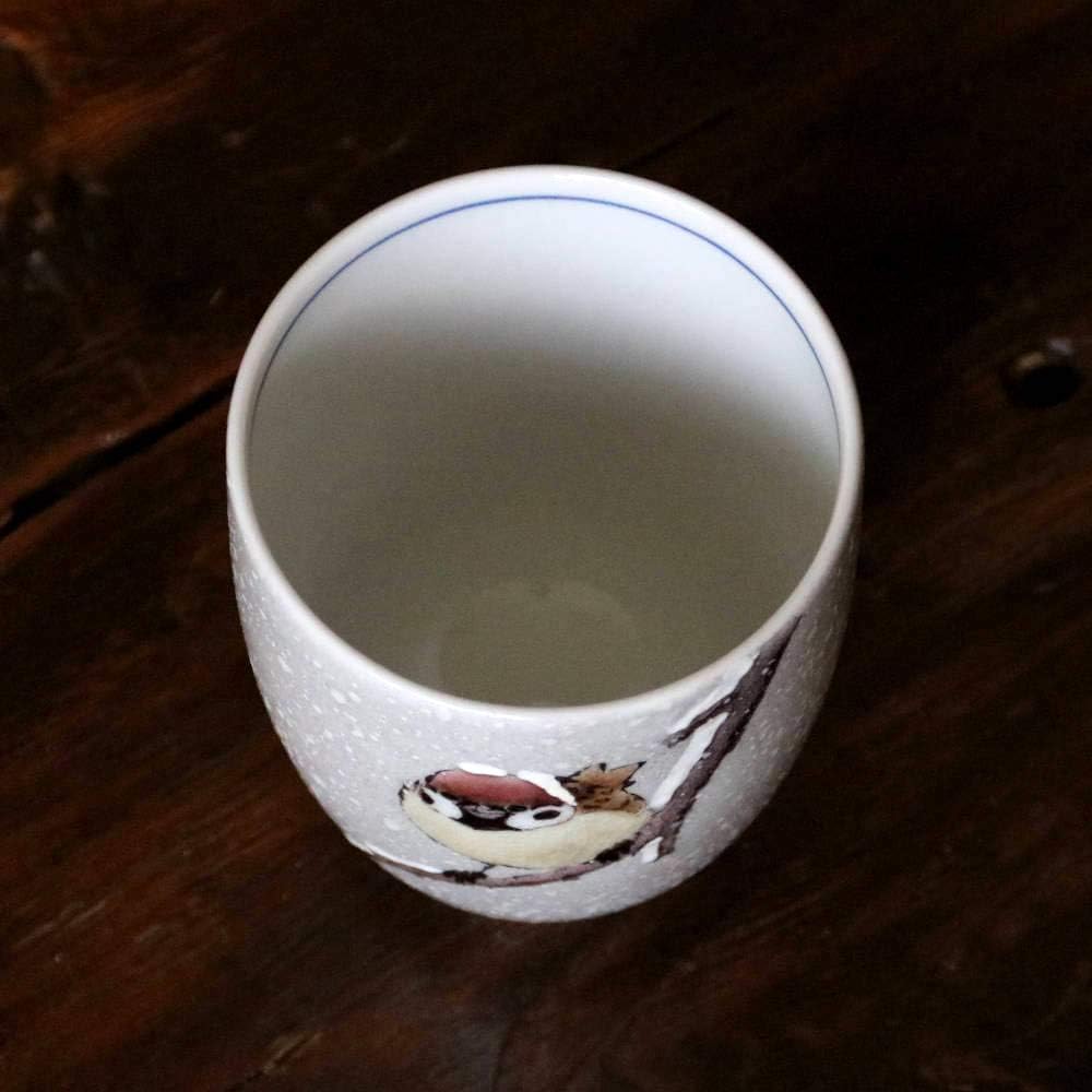 Toshito Nakamura Kutani ware Teacup Snow Sparrow T-278 Porcelain