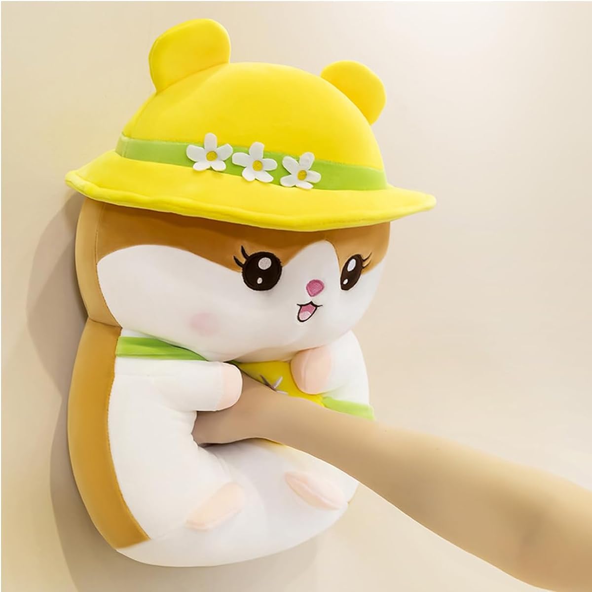 BAI LAN HEI Hamster Plush Toy 40cm 15.7inch Kawaii Cartoon Hamster Doll Stuffed Animal for Boys Girls Children's Day Gift (Yellow)
